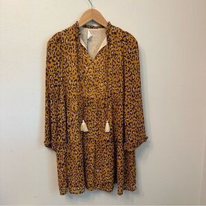 THML Mustard Leopard Print dress